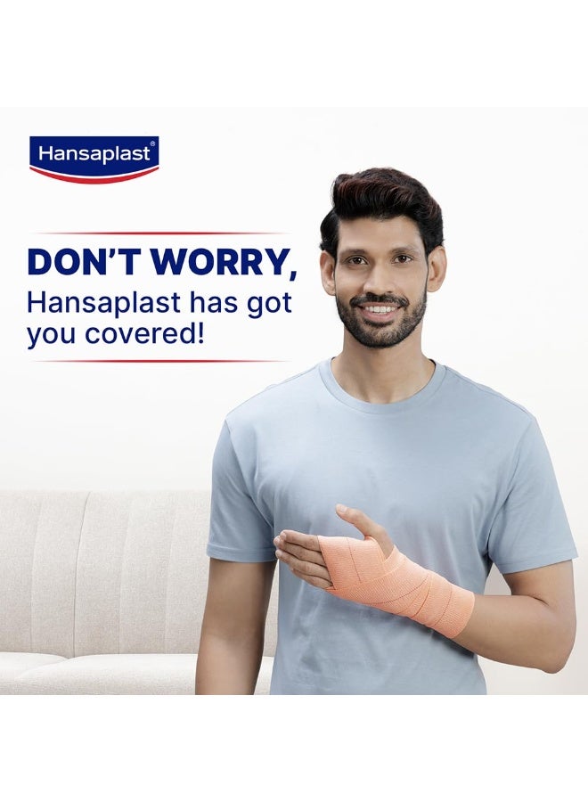 Hansaplast Soft Cotton Pain Relief Crepe Bandage B.P. Pack of 1 (15CM X 4MTR)| Offers Firm Compression & Warmth | Supports Long Lasting Pain Relief | Skin Friendly - Image 5